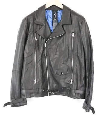 Buy REPLAY Men Jacket XL Pure Lambskin Biker Black Lined Belted Collared Pocketed • 179.99£