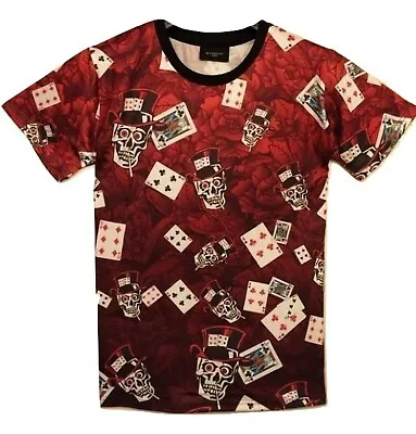 Buy Skull Playing Cards Roses T-Shirt Gambler Poker Player Skeleton 3D Printed Cool • 9.99£