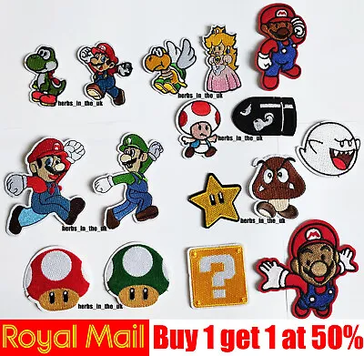 Buy Super Mario Bros Game Comic Cartoon Patches Badges Iron On Sew On • 2.78£