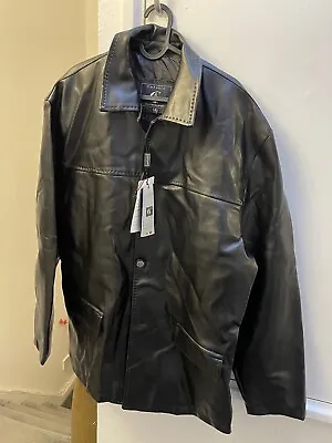 Buy A Emporio Collezione Men’s Jacket Faux Leather Black  Long Size XL New With Tags • 59.57£