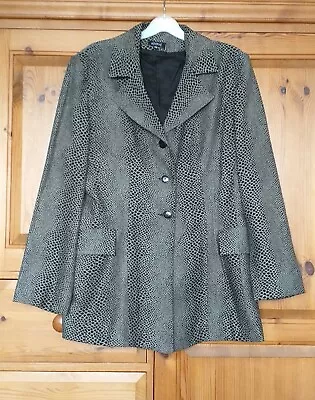 Buy KOOKAI Grey Snake Skin Print Smart Elegant Tailored Fitted Jacket Blazer Size 14 • 12.99£