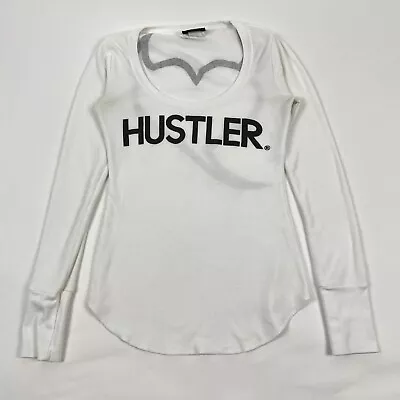 Buy Hustler Long Sleeve Thermal Shirt Women’s Medium Grunge Emo Y2k Logo Heart • 76.81£