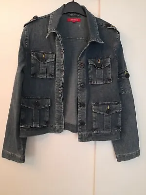 Buy Ladies Jeans And Co Blue Denim Military Style Jacket Size UK 10 • 6£