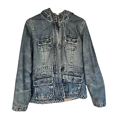 Buy Old Navy Denim Jeans Coat Jacket Winter Hood Hooded Sherpa Lined Large • 28.34£