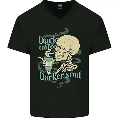 Buy Dark Coffee Darker Soul Skull Mens V-Neck Cotton T-Shirt • 9.99£