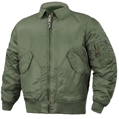 Buy Mil-Tec US CWU Basic Bomber Flight Jacket Mens Hunting Flyer Tactical Coat Olive • 53.95£