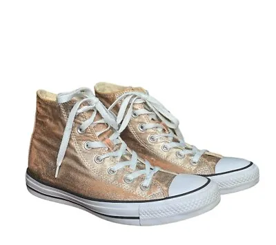 Buy Converse Chuck Taylor All-Star Hi Top Sneaker Womens Sz 8 Orange Gold Metallic • 28.90£