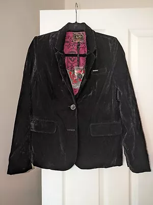 Buy Iron Fist  Lacey Days  Black Velvet Blazer Size XL  Skull Pattern Lining • 29.99£