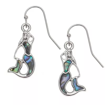 Buy Mermaid Hook Earrings Paua Abalone Shell Silver Fashion Jewellery Boxed • 7.95£