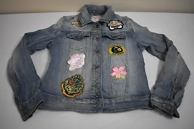 Buy Girls Denim Jacket Patches Avatar Last Air Bender Harry Potter Hello Kitty Sz M • 5.12£
