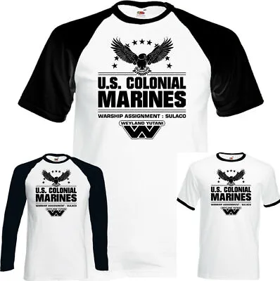 Buy Alien T-Shirt Mens US Colonial Marines Top Prometheus Covenant Nostromo Weyland • 13.99£