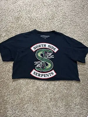 Buy Riverdale Womens Southside Serpents T-Shirt, Black, Size Large Cropped • 5.40£