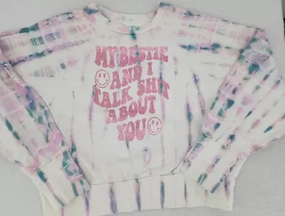 Buy UPCYCLED Old Navy Women's XL Tie Dye Sweater My Bestie And I Talk $hit About You • 9.46£