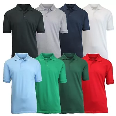 Buy 8-Pack Mens Short Sleeve Pique Polo Shirts Uniform Fitted Color Solid (S-2XL) • 62.64£