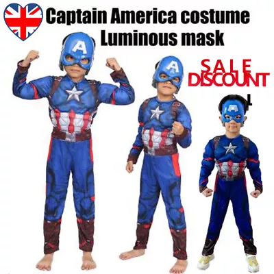 Buy Boys Marvel Captain America Costume Avengers Child Superhero Fancy Dress Outfit! • 14.91£