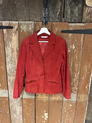 Buy Jacket Coat Real Leather Red Women's Size UK 10 EUR 36 Pockets Button Closure • 19.99£