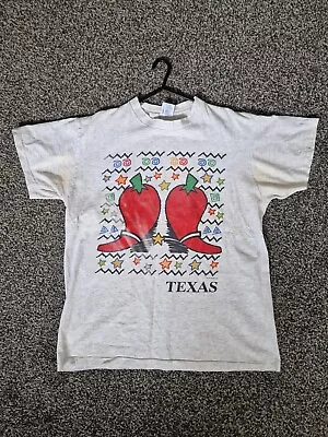 Buy Chilli Peppers Texas 1992 Single Stitch Y2K T-shirt Size L • 19.99£
