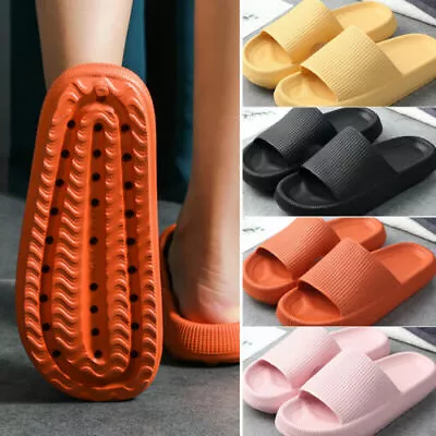 Buy UK Soft Home Slippers Comfy Slide Sandals Anti-Slip Thick Sole Women Men Shower! • 5.99£