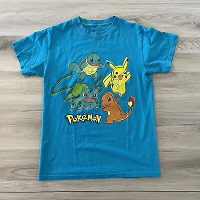 Buy Pokemon Shirt Kids Small Blue Kanto Starters Pikachu Charmander • 9.43£
