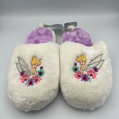 Buy Disney Store Tinkerbell White And Lilac Ladies Women Slippers Size 7-8 NWT • 30£