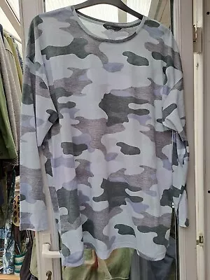 Buy Ladies Long Sleeve Camo Print Top Size 18 • 8.99£