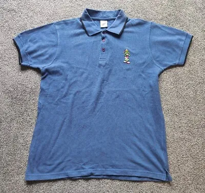 Buy Vintage Warner Bros Studio Store Marvin The Martian Blue Polo Shirt - Medium • 13.99£