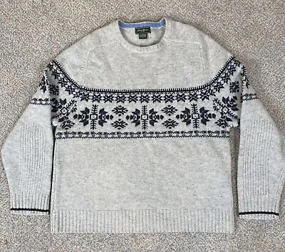 Buy Eddie Bauer Sweater Womens Large White Black Lambs Wool Fair Isle Snowflakes • 18.90£