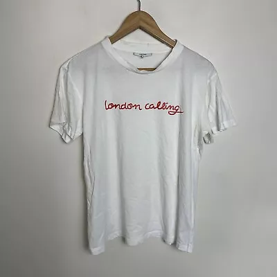 Buy Ganni Harway London Calling T-Shirt White XL Short Sleeve Cotton Extra Large • 30.97£
