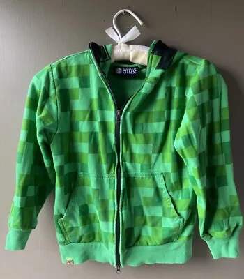 Buy Jinx Minecraft Creeper Face Hooded Cosplay Green Youth Sweatshirt Size Small • 13.38£
