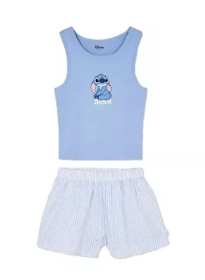 Buy Disney Stitch Vest & Shorts Pyjama Set UK Size 4-20 2XS-XL • 16.99£