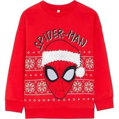 Buy NEW Spiderman Christmas Jumper Sweatshirt  Kids Children's Crew • 12.99£