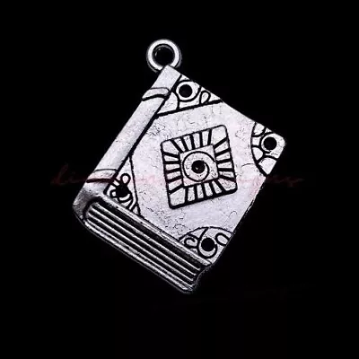 Buy 5 Pcs -  25mm Tibetan Silver Story Book Charms Jewellery Teacher Witchcraft I181 • 2.40£
