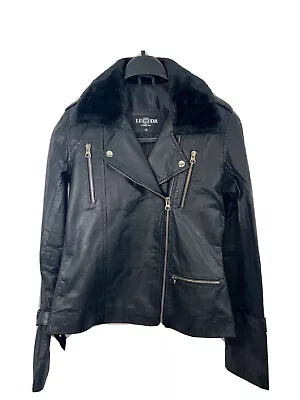 Buy Genuine Leather Fur Collar Biker Jacket. • 49.99£