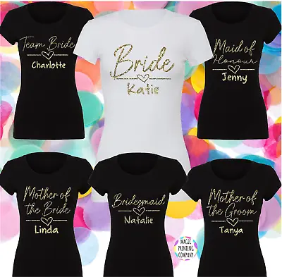 Buy Hen Do T-shirts Bride Tribe Top Bridal Party Wedding T Shirts Gold Glitter I Do • 6.50£