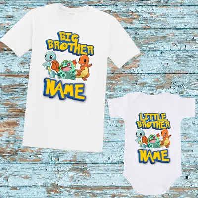 Buy Pokemon Personalised Big Little Brother Kids T-shirt Bodysuit Gift Any Name • 8.99£