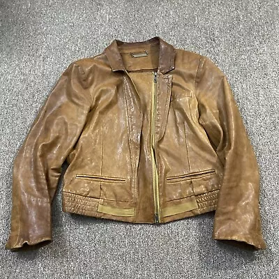 Buy Diane Von Furstenberg Women's Long Sleeves Brutus Leather Moto Jacket Brown 12 • 94.72£