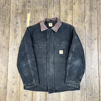 Buy Carhartt Chore Jacket Quilt Lined Full-Zip Cord Collar Coat, Black, Mens Large • 140£