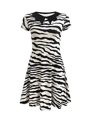 Buy Women's Zebra Stripes Animal Print Collar Swing Rockabilly Dress Alternative • 29.99£