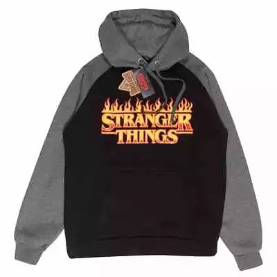Buy Stranger Things - Flaming Logo Super Heroes Collection -Contrast Hoody (Black) • 43.09£