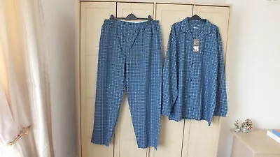 Buy BHS Mens Classic Pyjama Set XXL - Blue Check - Easy Care , Supersoft Sleepwear • 17.95£