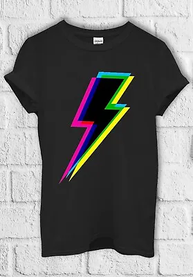 Buy Neon Lightning Logo Retro Cool T Shirt Men Women Hoodie Sweatshirt Unisex  2931 • 11.95£