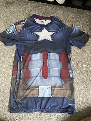 Buy Captain America Civil War Sondico Base Layer Gym Top Rare Marvel Size Large • 20£