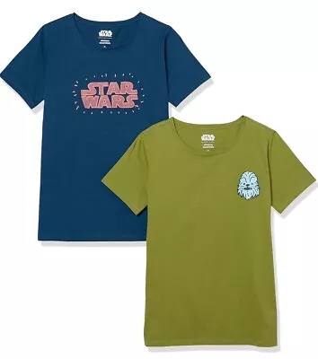 Buy Star Wars Pack Of 2 Star Wars & Chewie T Shirts Crew Neck BNWT Free Post • 9.95£