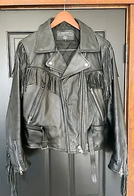 Buy VTG Bullskins 90’s Fringed Hippie Leather Motorcycle Western Jacket Women’s 12 • 43.43£