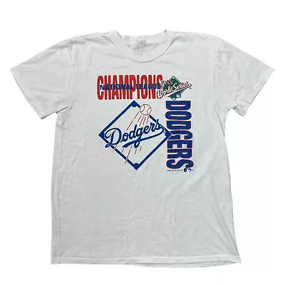 Buy Vintage Single Stitch T-Shirt Dodgers 1988 MLBGraphic Print USA White Mens Small • 39.99£