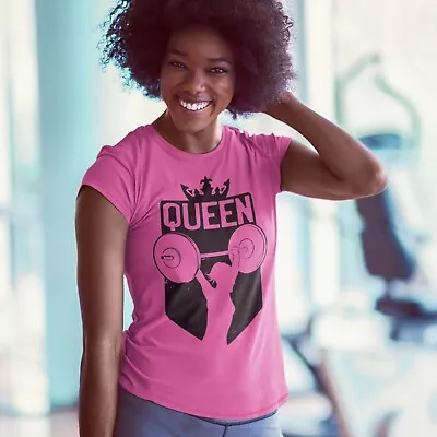 Buy GYM QUEEN T-shirt Womens Bodybuilding Tee Ladies Weightlifting Exercise Training • 12.99£