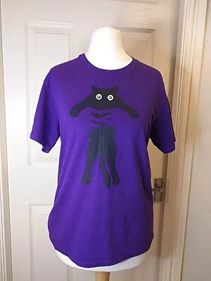 Buy Ladies Purple T Shirt Black Cat Holding Print • 8£