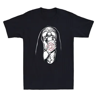 Buy Choked Up Nun Funny Tattoos Occult Gothic Evil Anti-Christ Vintage Men's T-Shirt • 13.99£