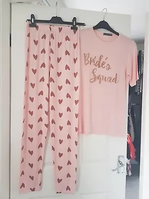 Buy Boohoo Bride Squad Pyjamas Size 12 Short Sleeved. • 2.50£