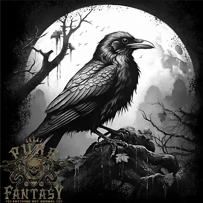 Buy A Moonlit Raven Vikings Fantasy Mythology Crow Mens T-Shirt 100% Cotton • 10.75£